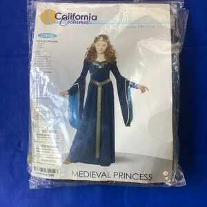 California Costumes 3 piece Royal Blue Medieval Princess Costume, size 10-12